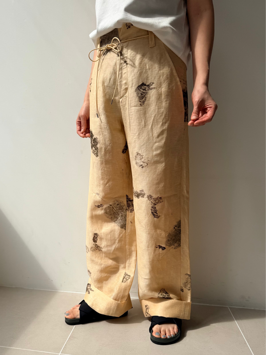seya. NAM OU RIVER TRIP PANTS (HAND LEAF PRINT)