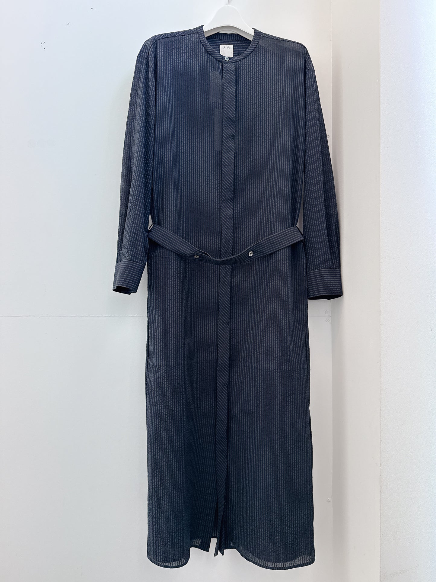 seya. LAO SHIRT DRESS (STRIPED LAO NAVY)
