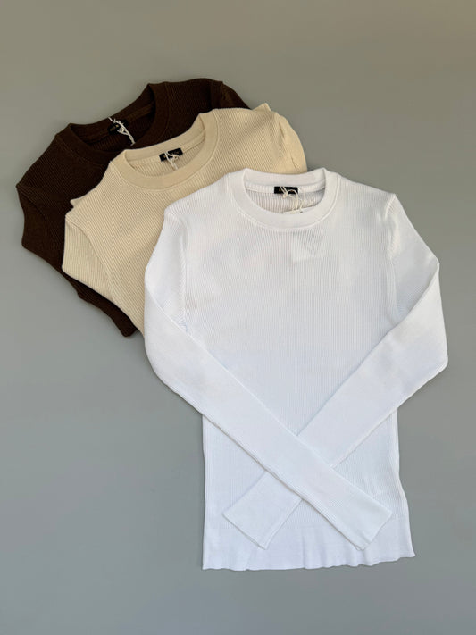 R&D.M.Co- RIB KNIT&SEW CREW NECK SHIRT(7788)