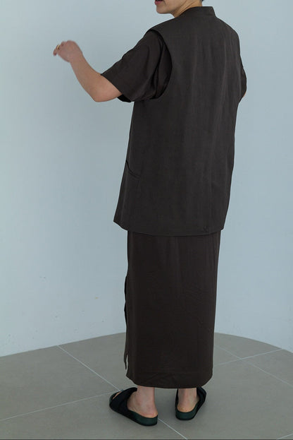 christian wijnants SLEEVELESS FLUENT BLAZER WITH COVERED BUTTONS