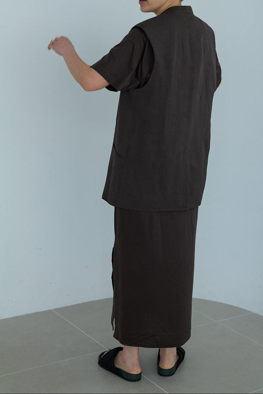 christian wijnants SLEEVELESS FLUENT BLAZER WITH COVERED BUTTONS