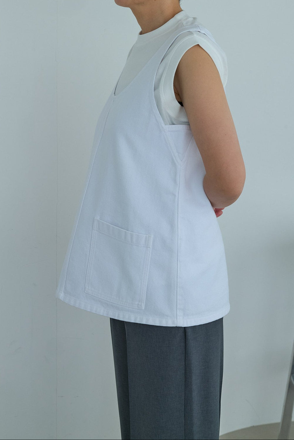 christian wijnants DENIM TANKTOP WITH FRONT POCKETS