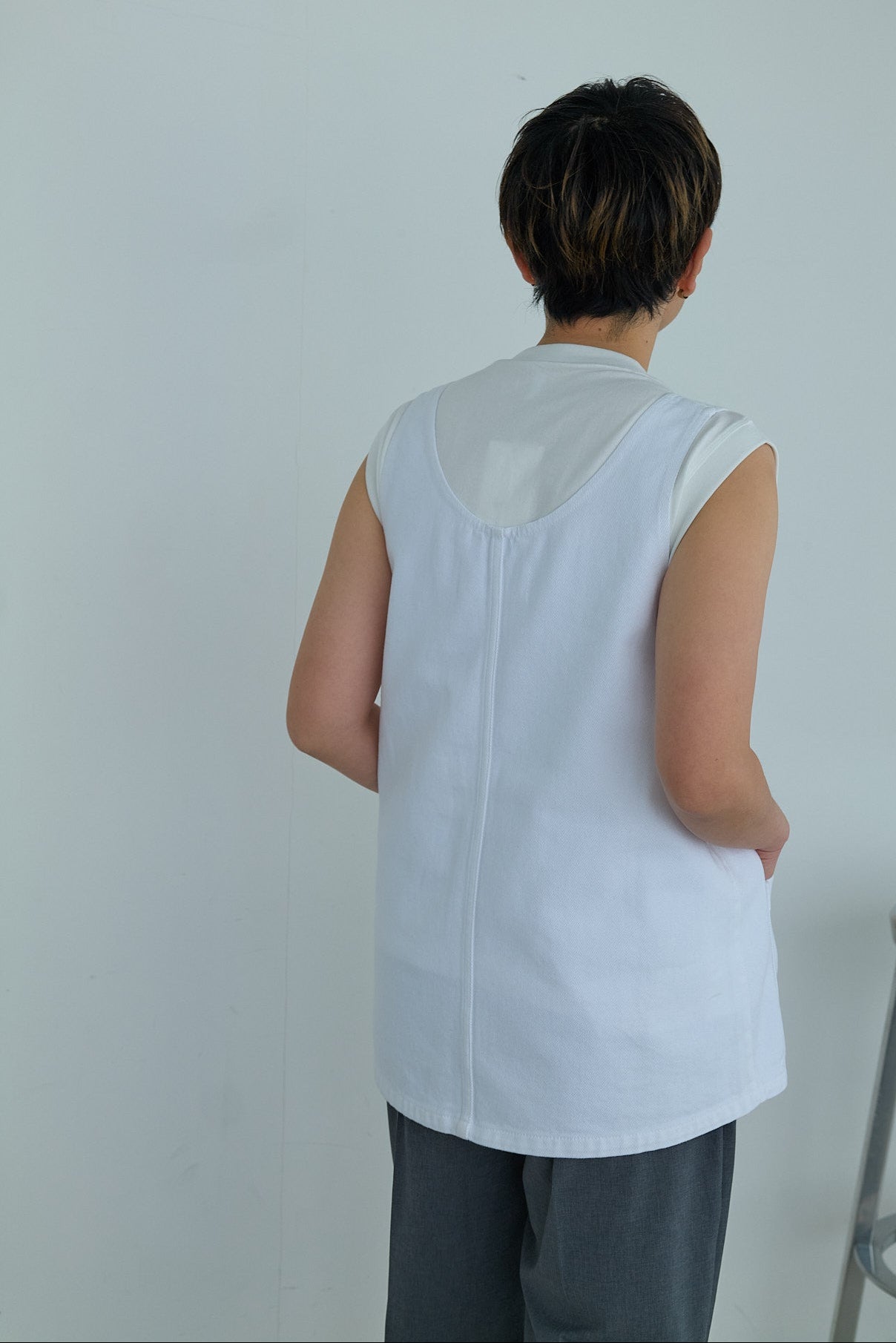 christian wijnants DENIM TANKTOP WITH FRONT POCKETS