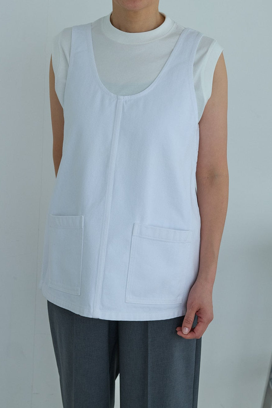 christian wijnants DENIM TANKTOP WITH FRONT POCKETS