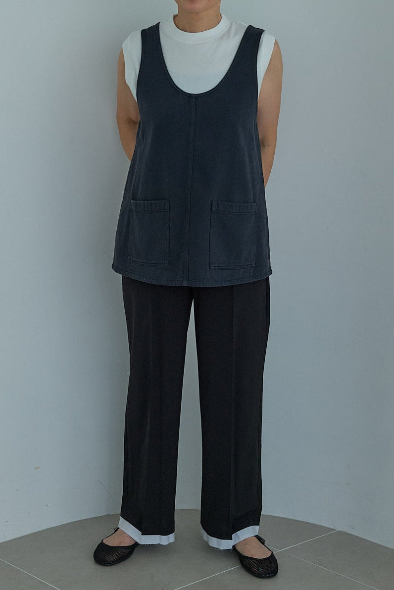 christian wijnants DENIM TANKTOP WITH FRONT POCKETS