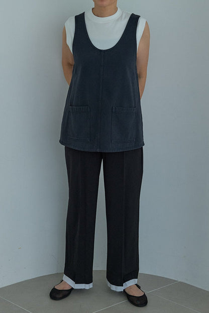 christian wijnants DENIM TANKTOP WITH FRONT POCKETS