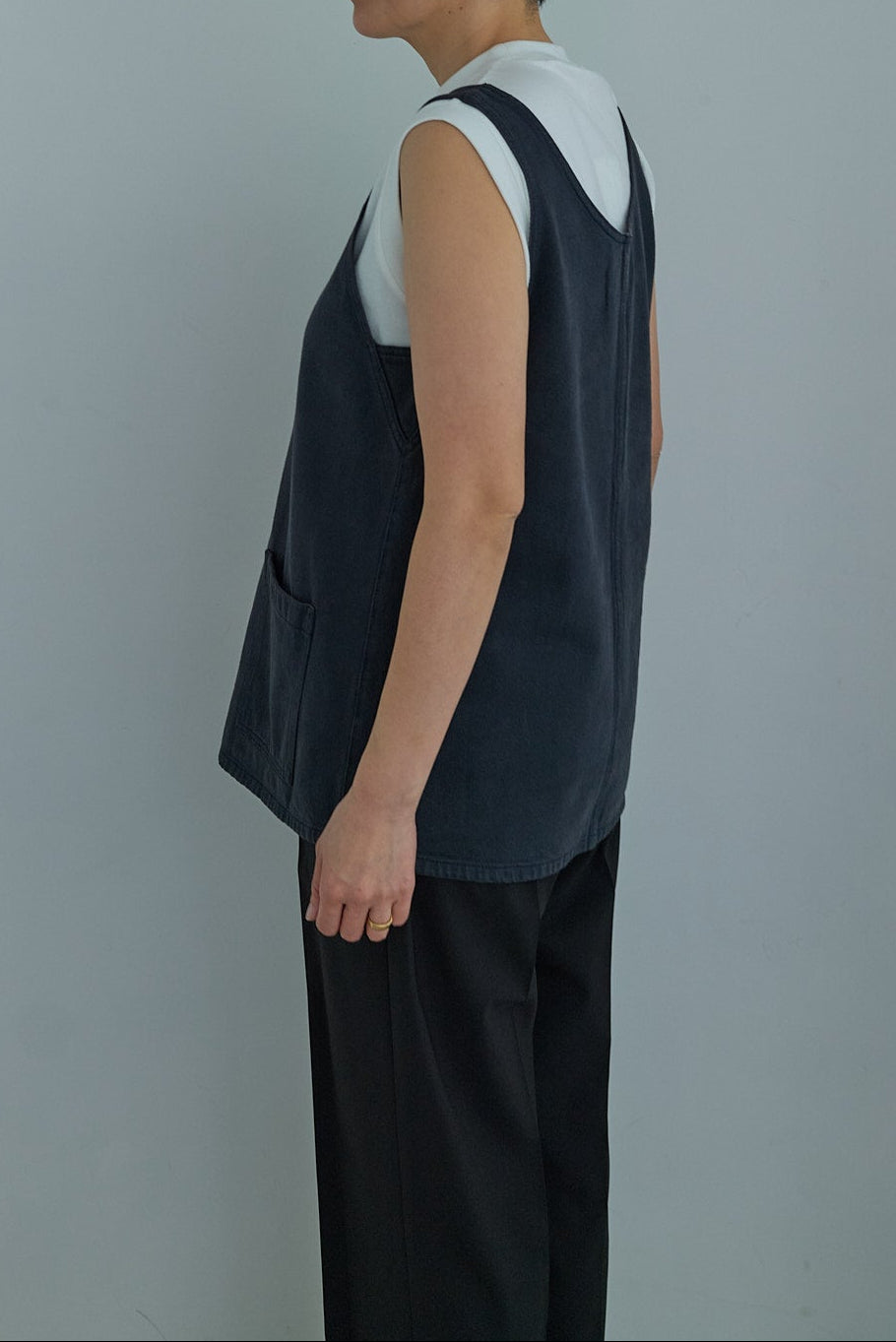 christian wijnants DENIM TANKTOP WITH FRONT POCKETS