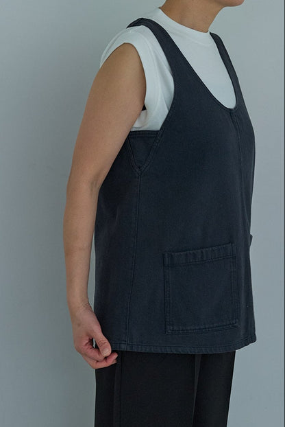 christian wijnants DENIM TANKTOP WITH FRONT POCKETS