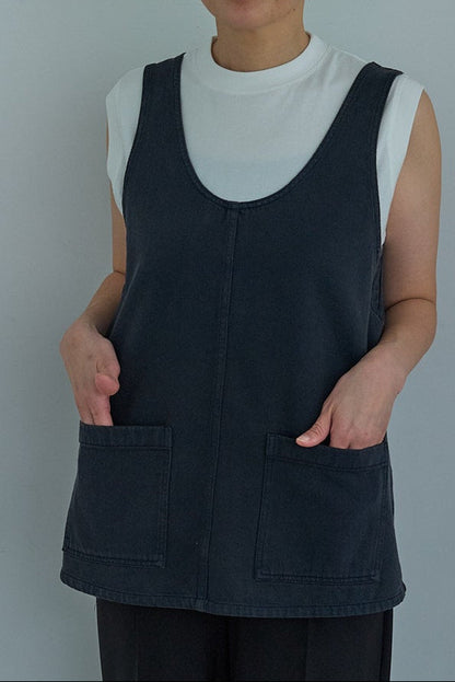 christian wijnants DENIM TANKTOP WITH FRONT POCKETS
