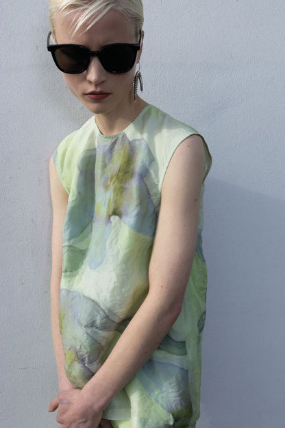 christian wijnants DOUBLE LAYERED SILK SLEEVELESS TOP