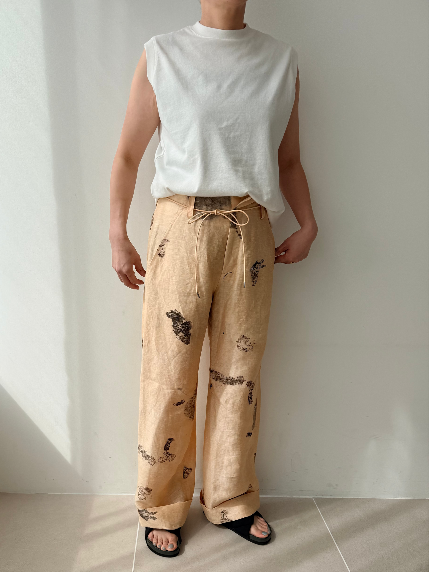 seya. NAM OU RIVER TRIP PANTS (HAND LEAF PRINT)