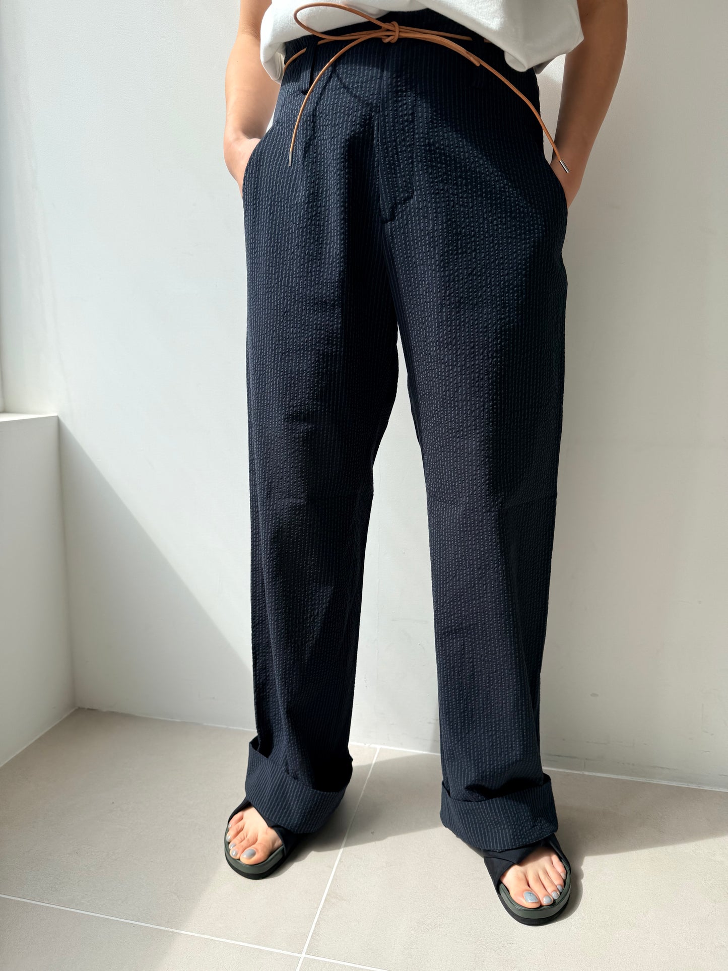 seya. NAM OU RIVER TRIP PANTS (STRIPED LAO NAVY)