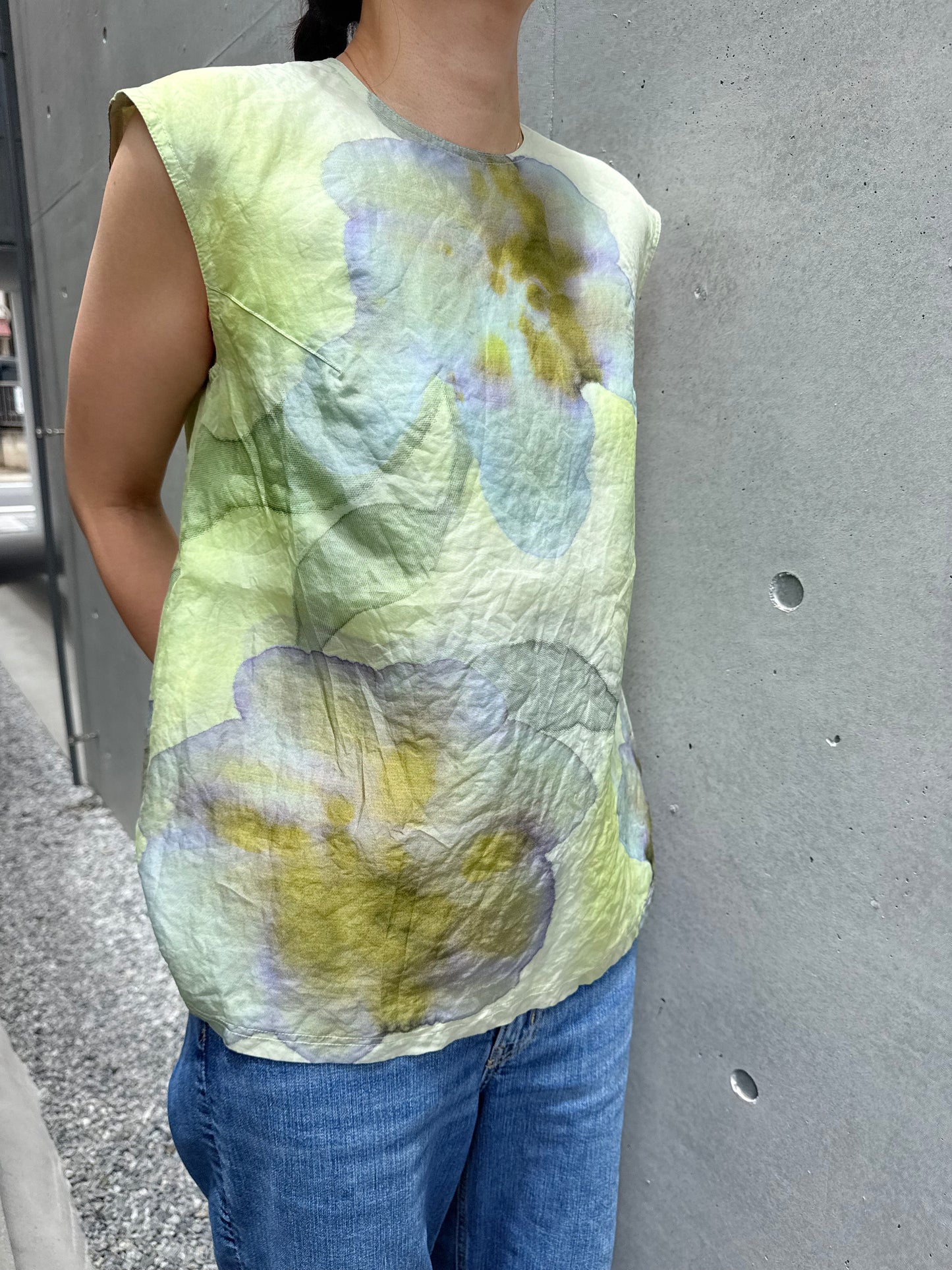 christian wijnants DOUBLE LAYERED SILK SLEEVELESS TOP