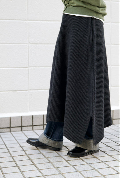 christian wijnants ASYMETRICAL RIB SKIRT WITH SIDE SLITS（WRW8588KLIKA）