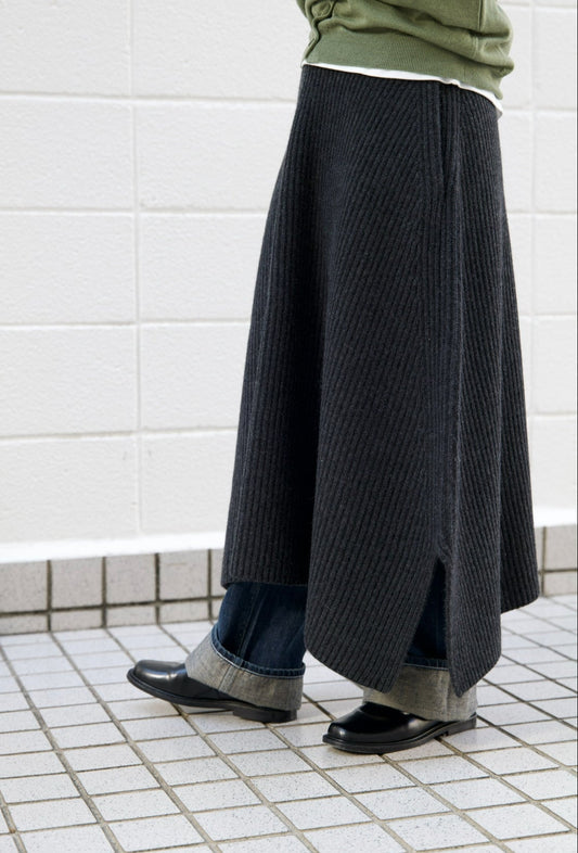 christian wijnants ASYMETRICAL RIB SKIRT WITH SIDE SLITS（WRW8588KLIKA）